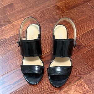 Coach Black Patent Leather Sandals (avail in navy and matte as well)